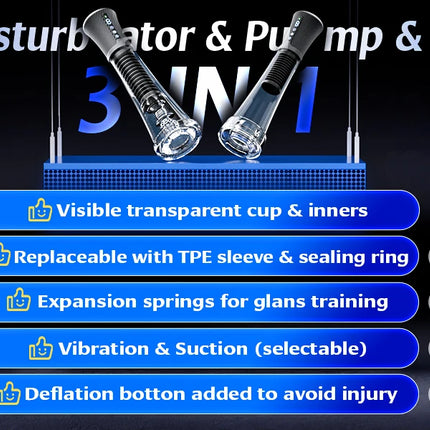 Male Masturbator Penis Pump Enlarger Transparent Visual Male Sex Toys for Men APP Control Vibrating Vacuum Suction Glans Trainer