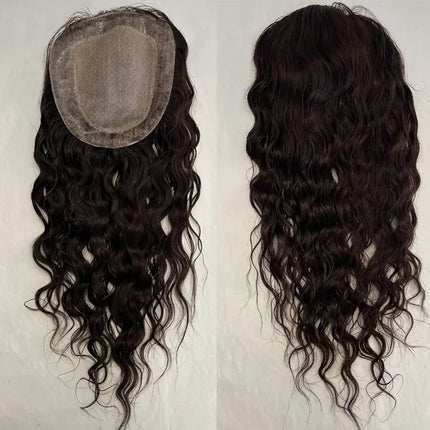 15x16 CM Silk Base Topper For Women European Brown Color Loose Wave Virgin Human Hair Topper Breathable Hair Piece 2CM PU Around