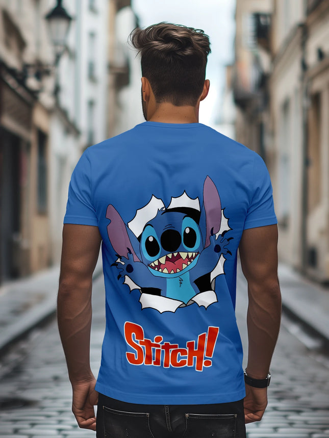 Men's Stitch Breaking Through Graphic T-shirt Casual Streetwear Tee