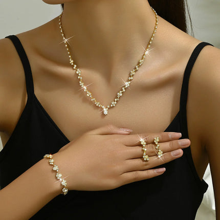 Fashionable geometric circular simple luxury style necklace earrings bracelet jewelry set party holiday daily wear