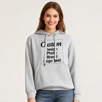 High Quality Custom Hoodie Cotton Sweatshirt Print Embroidery Brand Logo Text Photo Design Men Women Famliy Team Clothing 300g