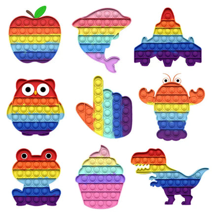 Rainbow Pop Push Bubble Fidget Toy - Anti Stress Relief Sensory Toys for Adults, Kids, Children & Special Needs
