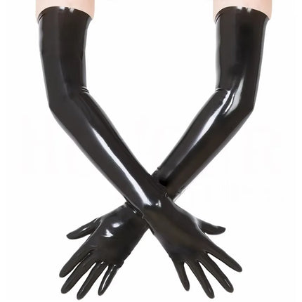 Hot Wrist seamless black / red latex opera long latex gloves fetish latex gloves  Halloween Costumes