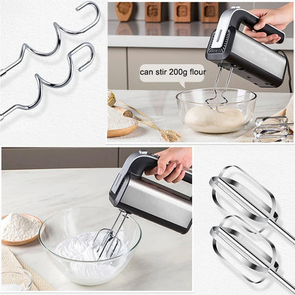Electric Hand Blender Stainless Steel Mini Multifunctional Mixer White Kitchen Tool for Whipped Cream Flour Dough Cake Baking