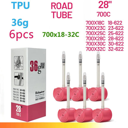 RideNow TPU Road Bicycle Inner MTB Tube 700x25C Tire Gravel Bike Accessories 29x1.5 1.9 Tires Patch Kit 24 36 45g Ride Now Tubes