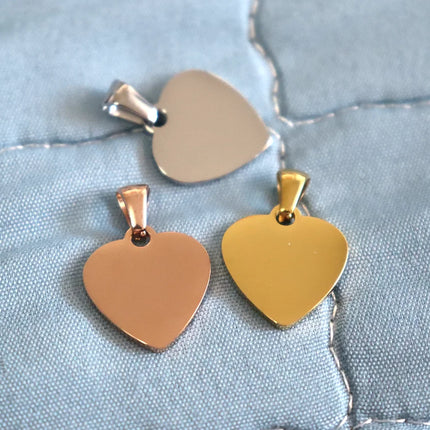 20pcs Heart 304 Stainless Steel Stamping Blank Tag Pendants Charms With Snap on Bails For Necklace Jewelry Making Gift