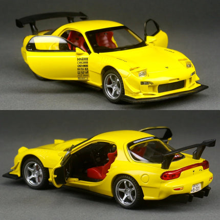 1/32 Mazda RX-7 FD3S Racing Miniature Diecast Toy Car Model Sound & Light Doors Openable Collection Gift for Children Boy Kid