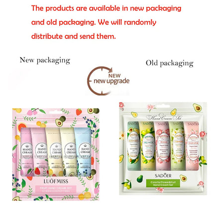 5Pcs/set SADOER Fruit Plant Fragrance Hand Cream Sets Moisturizing Repair Anti Dry Hand Lotion Sets Hands Skin Care Products