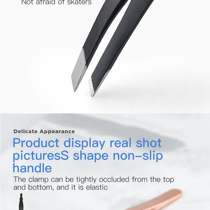 Hair Removal Tweezers Stainless Steel Eyebrow Tweezers Slant Tip Point Tip Flat Tip Rose Gold Silver Black Cosmetic Makeup Tools