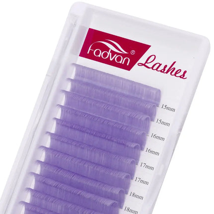 Fadvan Colored Eyelashes Extension Easy Fanning Red Green Blue Brown Purple Colorful Auto Blooming Makeup Lashes 15-20mm Long