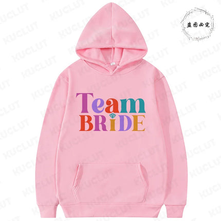 French Girls Hoodies: Future Bride & Team Bride Printed Pullover, Long Sleeve Sweatshirts for Bachelorette Party Single Farewell