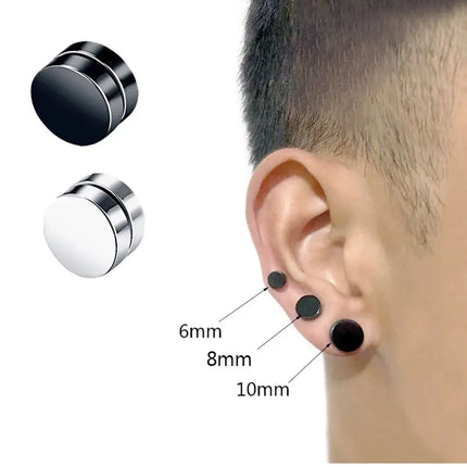 6mm/8mm/10mm/12mm Round Circle Non Piercing Strong Magnet Magnetic Mens Ear Clip Non Piercing Earrings Fake Earrings Jewelry