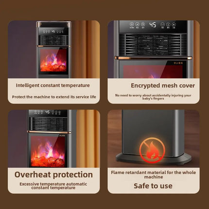 Electric Fireplace Heater Portable Space Heater with 3D Realistic Dancing Flame Effect Spray Humidifier Floor  Warm Air Heaters