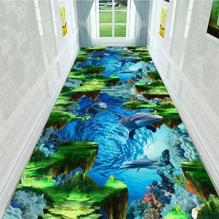 3D Visual Effect Corridor Carpet Nature Scene Design Ultra Washable Non Slip Stain Resistant Mat for Hallway Bedroom Home Decor
