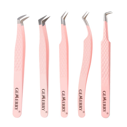 Gemerry Eylashes Tweezers Professional Eyelash Extensions Eyebrows Stainless Steel Fiber Tips Anti-Static Tweezers Tools Makeup