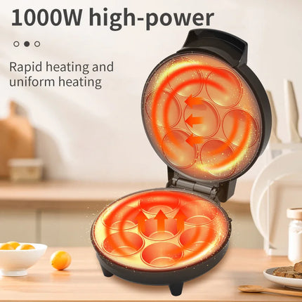 Cupcake Maker 1000W Double-sided Heating for 7 Cupcakes, Non-Stick Coating Cake Machine Kitchen Appliance DIY Cooking Machine