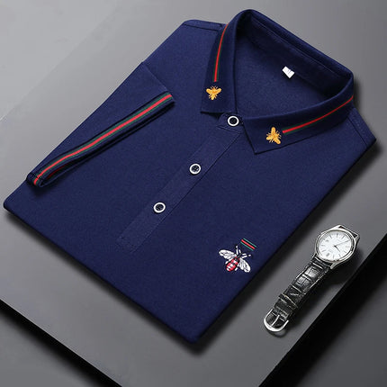 Brand Design Quality Men's POLO-Shirt Lapel Bee Embroid Short Sleeve New Summer T-Shirt Business Classic Fashion Trend Menswear