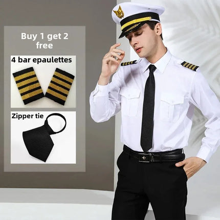 Air Force Pilot Uniform Men's Shirt Flying Clothes Nightclub Aviation Clothes Engineer Military Uniform Square Collar Other Mate