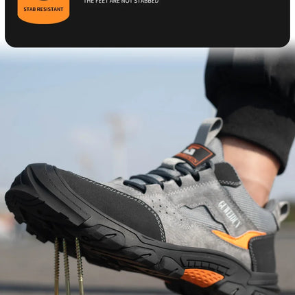 Men Safety Work Shoes Plastic Toe Safety Boots Fashion Lightweight Comfort Working Sneakers Anti-puncture Indestructible Shoes