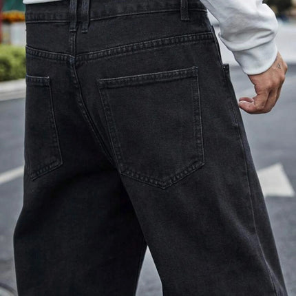 Men's Straight Jeans - Relaxed Fit with Great Drape, Tummy & Slimming Dark Grey Wash
