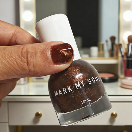 S168 Bronze 10ml No-Bake Cat Eye Nail Polish. Crystal Berry color series base with berry red fragments. Quick-drying