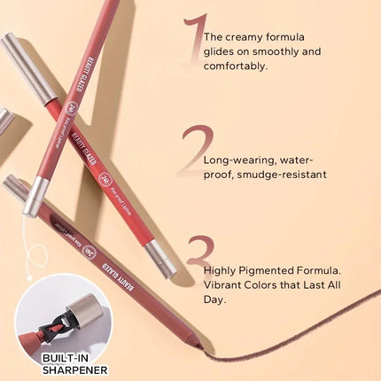 BEAUTY GLAZED 10 Color Nude Lip Liner Natural Long-Lasting Waterproof Matte Effect  Easy-To-Color and Non-Smudge Lip Liner