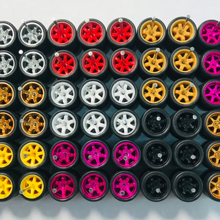 11mm wheels for 1/64 Scale Alloy Car Models 1/64 wheels with Tires + Axles for Hot Wheel/Matchbox/Domeka/Tomy 1:64