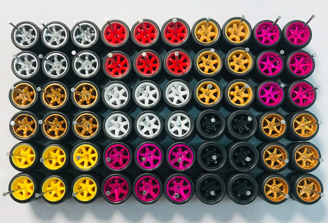 11mm wheels for 1/64 Scale Alloy Car Models 1/64 wheels with Tires + Axles for Hot Wheel/Matchbox/Domeka/Tomy 1:64