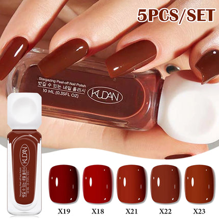 5pcs 10ml Water-Based Peel Off Nail Polish Set Red Pink Long Lasting Quick Drying No Need of Lamp to Cure Nail Supplies Nail Art