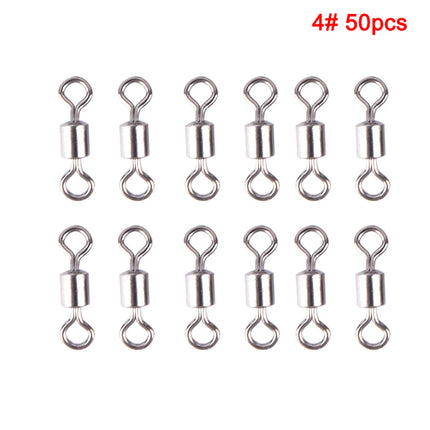 50PCS Fishing Bearing Rolling Swivel Solid Ring Lures Connector 11 Size