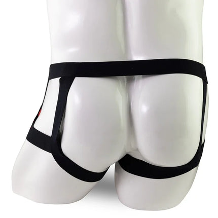 Men's Jockstraps Gay Underwear Lingeries Erotic Penis Bikini Panties Man Patckwork Mesh Faux Leather Jock Strap Underpants Cueca