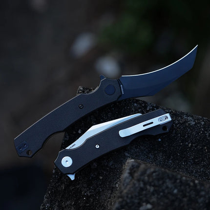 Shooziz-HAN308,Pikal Pocket EDC Knife for Men , Hawkbill Folding Knife & Ultem/G10 Handle，3.15"14C28N Steel Flipper Blade