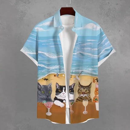 Fashion Men's Hawaiian Shirts 3D Printed Short Sleeved Button Down Lapel Shirts Oversized Tops Summer Casual Aloha Shirt For Men