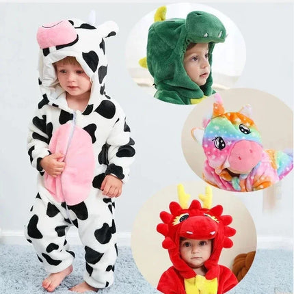 0 1 2 3 4 Years Kigurumi Pajamas for Toddler Baby Clothes Children Outfits Infant Dinosaur Unicorn Cat Robbit Cosplay Costumes