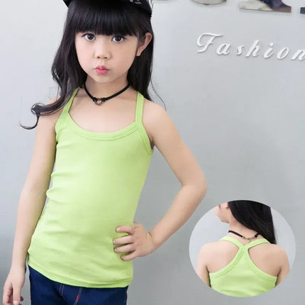 Children's Vests T-shirts Summer Boys Girls Cotton Sports Tops Waistcoat Solid Color Casual Kids Vest