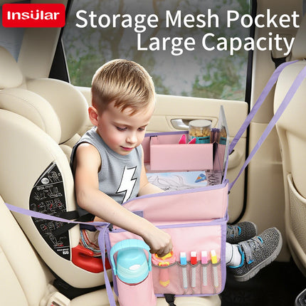 Kids Travel Tray Storage Pocket Waterproof Toy Painting Board Portable Safety Seat Folding Table Painting Board Vehicle-mounted