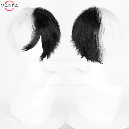 Anime 30cm Short Straight Cosplay Wig Black White Green Brown Purple Blue Gray Red Gold Man Women Heat Resistant Synthetic Hair