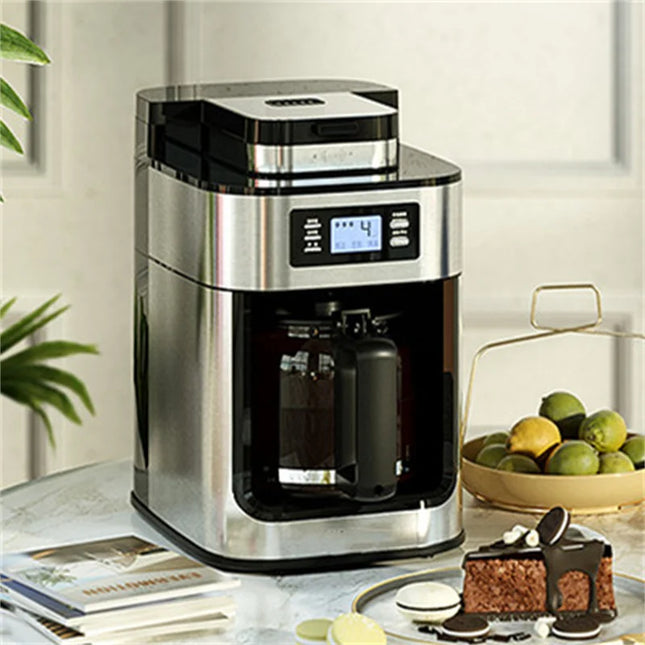 2-in-1 Drip Coffee Machine for Ground Coffee & Beans, Home Appliances Dripping Coffee Maker with Digital Display & Keep Warm Function