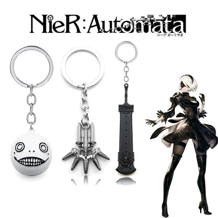 Game NieR:Automata Keychains 2B YoRHa Weapon White Promise Emir Robotics Keyrings Pendant For Men Women Fan Jewelry Accessories