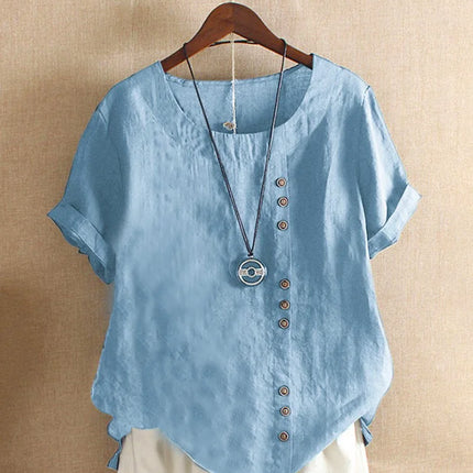 Women Clothing Cotton Linen Streetwear Summer Y2k Tops Vintage Fashion Tshirt Casual Shirts for Women Clothes Elegant Tees