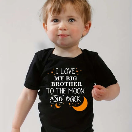 "I LOVE MY BIG BROTHER TO THE MOON AND BACK" Letter Printed Baby Rompers Newborn Bodysuit Clothes