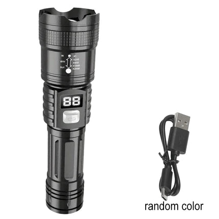 High Power LED Flashlights USB Rechargeable Hand Light with Built-in Battery Super Bright Torch for Outdoor Emergency Camping