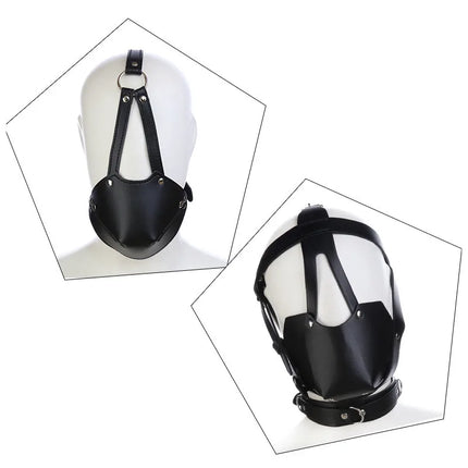SM Leather Padded Hood Blindfold Head Harness Mask Mouth Gag Balls BDSM Bondage Sex Toys For Couples 18 Adult Erotic Accessories