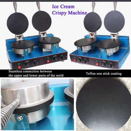 220V Electric Ice Cream Cone Making Machine Cone Baking Pan Machine Crepe Crispy Egg Roll Machine Waffle Pan