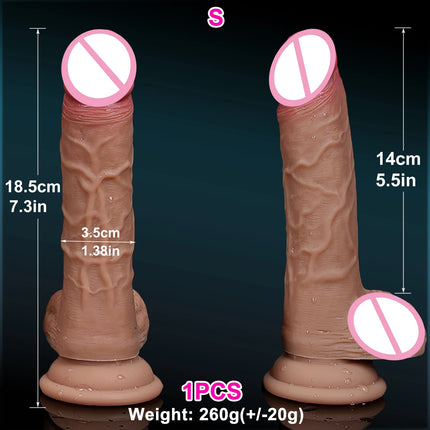 Realistic Veins Soft Thick Dildo Masturbators Big Cock Double Silicone Small Flesh Penis Woman Man Anal Sex Toy Suction Cup Dick