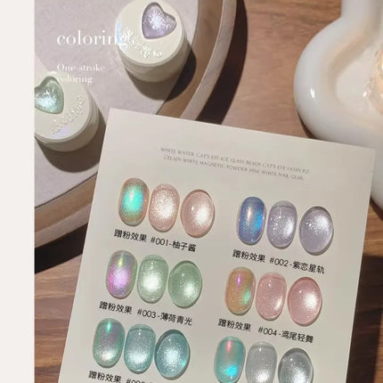 Ice Transparent Crystal Cat Eye Nail Polish Gel Mint Green Glass Bead Cat Eye Nail Magnetic UV Soak Off Gel Varnish Supplies