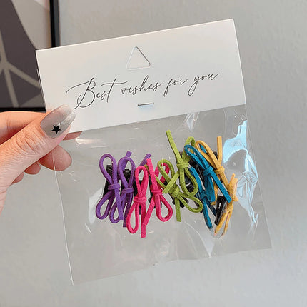 10PCS/Bag Candy Color Bow Baby Girl Hair Clips Korean Sweet Bowknot Mini Sided Clips for Kids Summer Barrettes Children Headwear