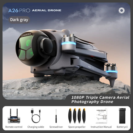 Lenovo A26 Pro Drone 4K HD 8k Triple Camera FPV Brushless Motor Obstacle Avoidance Foldable RC Quadcopter Professional Aerial