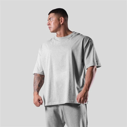 LYFT 100% Cotton Men's Gym T-Shirt Loose Fit Short Sleeve Sport Fitness Running Workout Training Shirt in Sizes M to XXXL