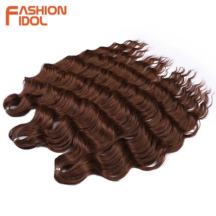 Anna 24 Inch Hair Synthetic Deep Wave Braiding Hair Extensions Braid Hair Ombre Rainbow Red Orange Twist Crochet Curly Hair